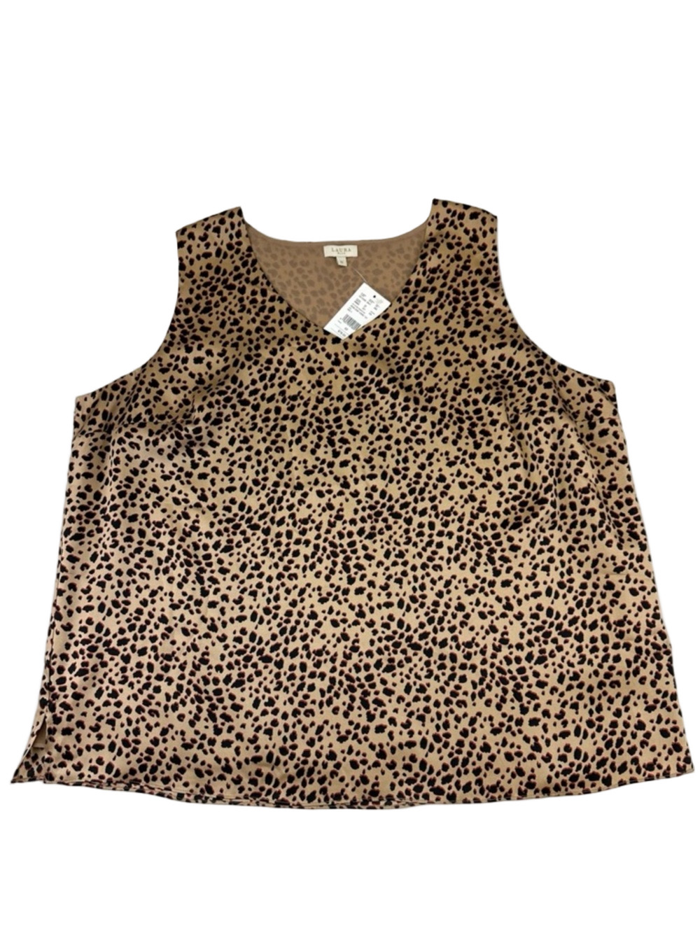 Laura Plus NEW Leopard Print Sleeveless Blouse Size 22 Neutral Animal Top